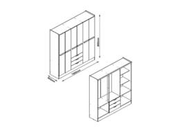 Vente-unique Wardrobe With 6 Doors & 3 Drawers - W180 Cm - Beige & Natural - thumbnail 8