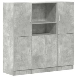 Berkfield Home 3 Piece Kitchen Cabinet Set Concrete Grey Engineered Wood - thumbnail 2