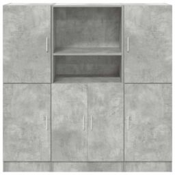 Berkfield Home 3 Piece Kitchen Cabinet Set Concrete Grey Engineered Wood - thumbnail 5