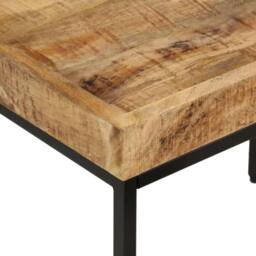 Berkfield Home Nesting Coffee Tables 3 pcs Solid Rough Mango Wood & Iron in Brown - thumbnail 4
