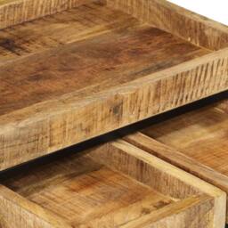 Berkfield Home Nesting Coffee Tables 3 pcs Solid Rough Mango Wood & Iron in Brown - thumbnail 5