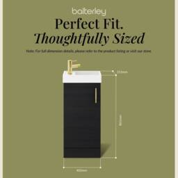 Balterley Floor Standing Vanity Basin 400mm Charcoal & Brushed Brass Handle in Black - thumbnail 5