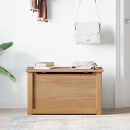 Berkfield Home Storage Chest with Lid Panama 79x42x46 cm Solid Wood Pine in Brown - Size: 79 x 42 x 46 cm - thumbnail 3