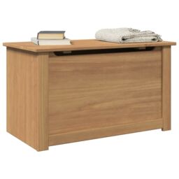 Berkfield Home Storage Chest with Lid Panama 79x42x46 cm Solid Wood Pine in Brown - Size: 79 x 42 x 46 cm - thumbnail 1