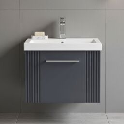 Balterley Wall Hung 1 Drawer Vanity Unit - Mid-Edge Basin 500mm, Satin Dark Grey - thumbnail 9