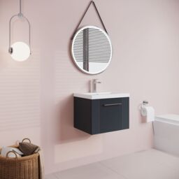 Balterley Wall Hung 1 Drawer Vanity Unit - Mid-Edge Basin 500mm, Satin Dark Grey - thumbnail 4