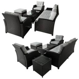 FURNITURE ONE 6 Pieces PE Rattan Garden Furniture Set in Grey - Size: 6 Person - thumbnail 3