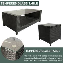 FURNITURE ONE 6 Pieces PE Rattan Garden Furniture Set in Grey - Size: 6 Person - thumbnail 7