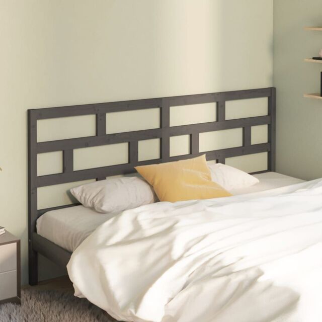 Berkfield Home Bed Headboard Grey 206x4x100 cm Solid Wood Pine - Size: 206 x 4 x 100 cm - image 1