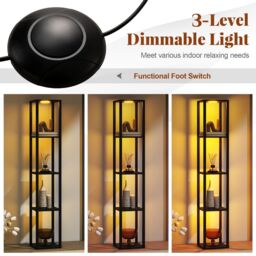 Costway Floor Lamp with Shelves 4-Tier Freestanding Display Rack in Black - thumbnail 9