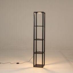 Costway Floor Lamp with Shelves 4-Tier Freestanding Display Rack in Black - thumbnail 1