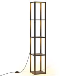 Costway Floor Lamp with Shelves 4-Tier Freestanding Display Rack in Black - thumbnail 5