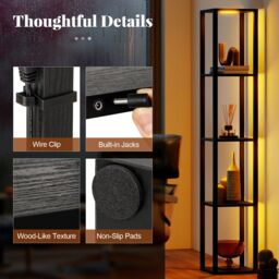 Costway Floor Lamp with Shelves 4-Tier Freestanding Display Rack in Black - thumbnail 6