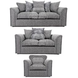 Furnishings For Less UK Byron Dundee Chenille Fabric 6 Seater 3 Piece Sofa Suite - 3 2 1 Grey or Light Grey - thumbnail 1
