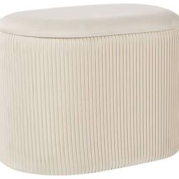 Wyld and Coco Velvet Pouffe With Hidden Storage Light Beige - thumbnail 2