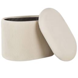Wyld and Coco Velvet Pouffe With Hidden Storage Light Beige - thumbnail 4