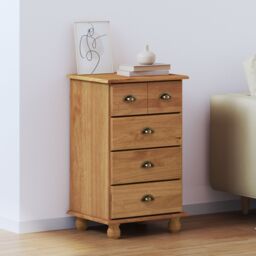 Berkfield Home Chest of Drawers 'ASKIM'Honey Brown 45.8x40x79 cm Solid Wood Pine - thumbnail 1