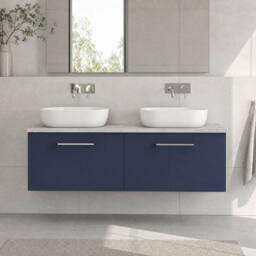 Balterley Level 1200mm Wall Hung 2 Drawer Unit & Laminate Worktop, Midnight Blue - thumbnail 6