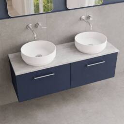 Balterley Level 1200mm Wall Hung 2 Drawer Unit & Laminate Worktop, Midnight Blue - thumbnail 3