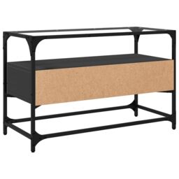 Berkfield Home TV Cabinet with Glass Top Black 80x35x51 cm Engineered Wood - Size: 80 x 35 x 51 cm - thumbnail 6