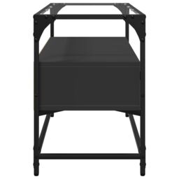 Berkfield Home TV Cabinet with Glass Top Black 80x35x51 cm Engineered Wood - Size: 80 x 35 x 51 cm - thumbnail 5