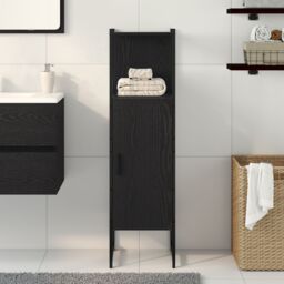 Berkfield Home Bathroom Cabinet Black Oak 33x33x120, 5 cm Engineered Wood - thumbnail 4