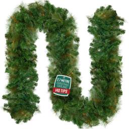 Globrite Pine Christmas Garland Fireplace Christmas Decoration 9 ft/2.7M in Green