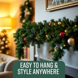Globrite Pine Christmas Garland Fireplace Christmas Decoration 9 ft/2.7M in Green - thumbnail 6