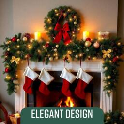 Globrite Pine Christmas Garland Fireplace Christmas Decoration 9 ft/2.7M in Green - thumbnail 7
