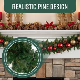 Globrite Pine Christmas Garland Fireplace Christmas Decoration 9 ft/2.7M in Green - thumbnail 4