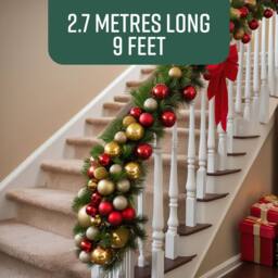Globrite Pine Christmas Garland Fireplace Christmas Decoration 9 ft/2.7M in Green - thumbnail 2