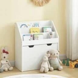 EONLION Kids Bookshelf, Toy Organiser with Removable Storage Drawer in White - thumbnail 1