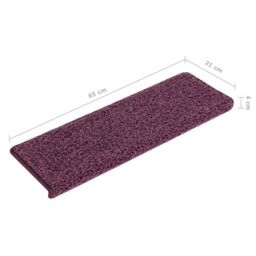 Berkfield Home Carpet Stair Treads 15 pcs 65x21x4 cm Dark Purple - Size: Medium - thumbnail 6