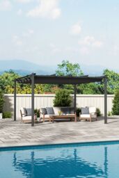 H&O Direct 13x13ft or 20x10ft Aluminum Patio Pergola with Canopy in Grey - Size: Medium - thumbnail 2