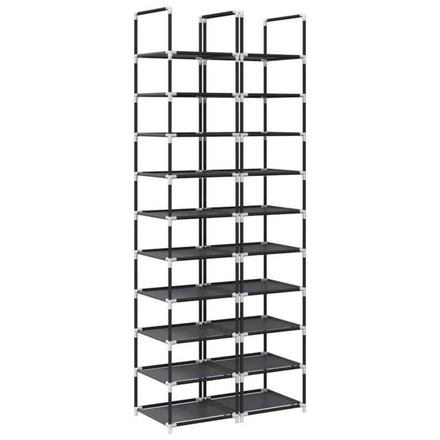 Berkfield Home Shoe Racks 2 pcs 10-Tier Black 33x33x174 cm Non-woven Fabric - Size: 33 x 33 x 174 cm - image 1