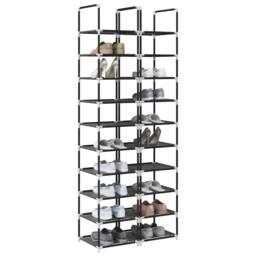 Berkfield Home Shoe Racks 2 pcs 10-Tier Black 33x33x174 cm Non-woven Fabric - Size: 33 x 33 x 174 cm - thumbnail 2