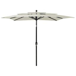 Berkfield Home 3-Tier Parasol with Aluminium Pole Sand 2.5x2.5 m in Beige - thumbnail 1