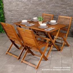 Charles Bentley Acacia Hardwood Rectangular Folding Table in Natural