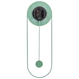 Wyld and Coco Wall Clock Light Green Face Painted Steel Oval Pendulum 20 x 62cm - Size: 20 x 62 cm - thumbnail 4