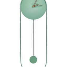 Wyld and Coco Wall Clock Light Green Face Painted Steel Oval Pendulum 20 x 62cm - Size: 20 x 62 cm - thumbnail 2