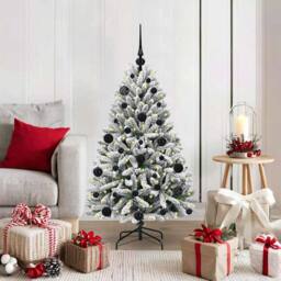 Berkfield Home Elegant Artificial Christmas Tree Green & White 120 cm PVC & Metal - thumbnail 2
