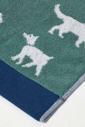 Homescapes Dog Pattern 100% Cotton Towel in Green - thumbnail 4