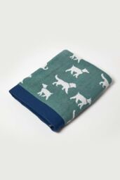 Homescapes Dog Pattern 100% Cotton Towel in Green - thumbnail 1