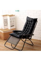 Living and Home 48x125cm Outdoor Soft Comfortable Chaise Lounge Chair Cushion in Black - Size: 48x125 cm - thumbnail 2