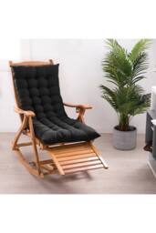 Living and Home 48x125cm Outdoor Soft Comfortable Chaise Lounge Chair Cushion in Black - Size: 48x125 cm