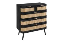Birlea Rattan 5 Chest of Drawers Sark Black Mid Century Modern - thumbnail 7