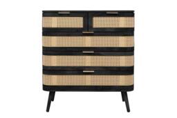Birlea Rattan 5 Chest of Drawers Sark Black Mid Century Modern - thumbnail 9