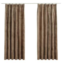 Berkfield Home Blackout Curtains 2 pcs with Hooks Velvet Beige 140x175 cm