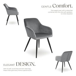 tectake Dining Chair Marilyn Per Piece - Grey/Black in Grey - Size: 1 Pack - thumbnail 3