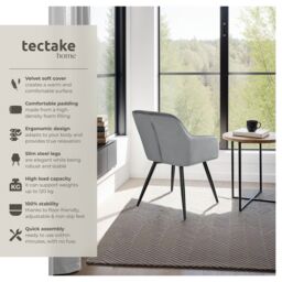tectake Dining Chair Marilyn Per Piece - Grey/Black in Grey - Size: 1 Pack - thumbnail 2